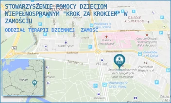 ODDZIAŁ TERAPII DZIENNEJ - STOWARZYSZENIE POMOCY DZIECIOM NIEPEŁNOSPRAWNYM "KROK ZA KROKIEM" W ZAMOŚCIU - PEOWIAKÓW 6A,  ZAMOŚĆ