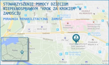 PORADNIA REHABILITACYJNA - STOWARZYSZENIE POMOCY DZIECIOM NIEPEŁNOSPRAWNYM "KROK ZA KROKIEM" W ZAMOŚCIU - PEOWIAKÓW 6A,  ZAMOŚĆ