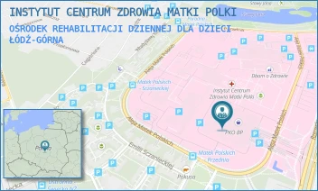 OŚRODEK REHABILITACJI DZIENNEJ DLA DZIECI - INSTYTUT CENTRUM ZDROWIA MATKI POLKI - UL. RZGOWSKA 281/289,  ŁÓDŹ-GÓRNA