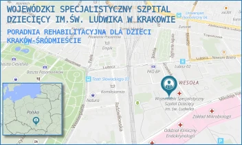 PORADNIA REHABILITACYJNA DLA DZIECI - WOJEWÓDZKI SPECJALISTYCZNY SZPITAL DZIECIĘCY IM.ŚW. LUDWIKA W KRAKOWIE - UL. STRZELECKA 2A,  KRAKÓW-ŚRÓDMIEŚCIE