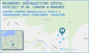DZIENNY OŚRODEK REHABILITACJI DZIECI Z ZABURZENIAMI WIEKU ROZWOJOWEGO - WOJEWÓDZKI SPECJALISTYCZNY SZPITAL DZIECIĘCY IM.ŚW. LUDWIKA W KRAKOWIE - UL. PODLESIE 173/A,  RADZISZÓW