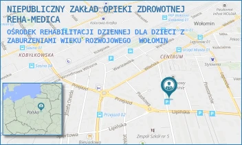 OŚRODEK REHABILITACJI DZIENNEJ DLA DZIECI Z ZABURZENIAMI WIEKU ROZWOJOWEGO - NIEPUBLICZNY ZAKŁAD OPIEKI ZDROWOTNEJ REHA-MEDICA - PRĄDZYŃSKIEGO 9,  WOŁOMIN