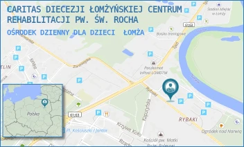 OŚRODEK DZIENNY DLA DZIECI - CARITAS DIECEZJI ŁOMŻYŃSKIEJ CENTRUM REHABILITACJI PW. ŚW. ROCHA - RYBAKI 1,  ŁOMŻA