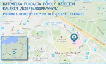 PORADNIA REHABILITACYJNA DLA DZIECI - KATOWICKA FUNDACJA POMOCY DZIECIOM KALEKIM /NIEPEŁNOSPRAWNYM/ - UL. UŁAŃSKA 5A,  KATOWICE