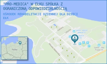 OŚRODEK REHABILITACJI DZIENNEJ DLA DZIECI - "PRO-MEDICA" W EŁKU SPÓŁKA Z OGRANICZONĄ ODPOWIEDZIALNOŚCIĄ - BARANKI 24,  EŁK