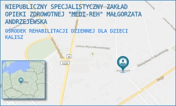 OŚRODEK REHABILITACJI DZIENNEJ DLA DZIECI - NIEPUBLICZNY SPECJALISTYCZNY ZAKŁAD OPIEKI ZDROWOTNEJ "MEDI-REH" MAŁGORZATA ANDRZEJEWSKA - WŁADYSŁAWA PODKOWIŃSKIEGO 2,  KALISZ