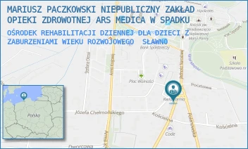 OŚRODEK REHABILITACJI DZIENNEJ DLA DZIECI Z ZABURZENIAMI WIEKU ROZWOJOWEGO - MARIUSZ PACZKOWSKI NIEPUBLICZNY ZAKŁAD OPIEKI ZDROWOTNEJ ARS MEDICA W SPADKU - KOSZALIŃSKA 4,  SŁAWNO